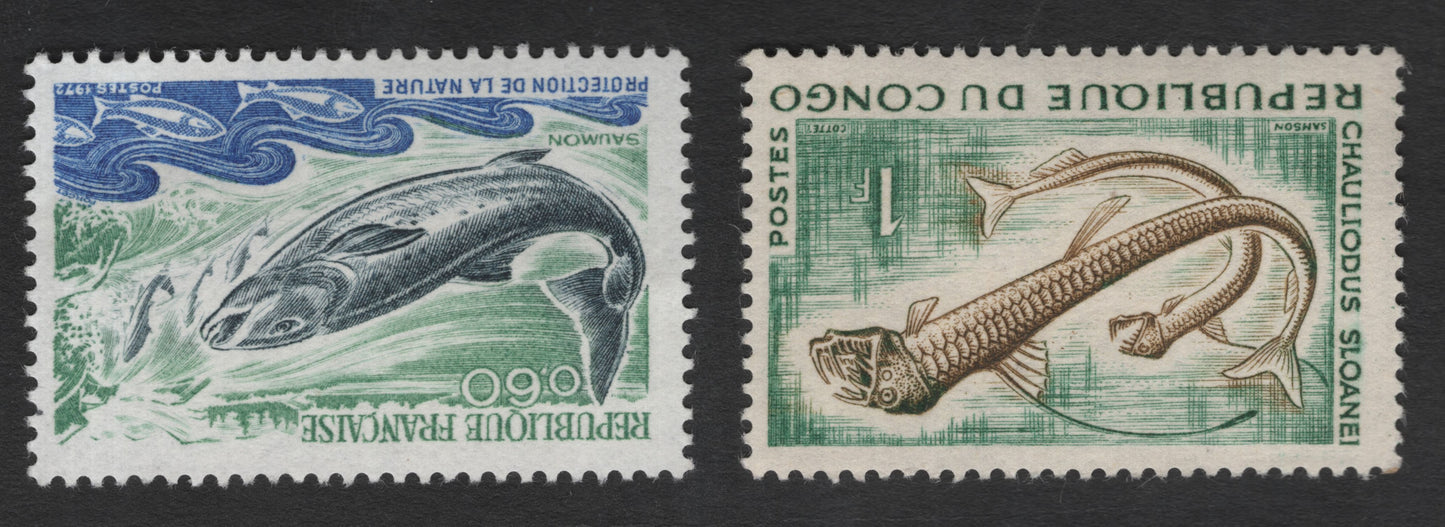 SCG11985 - Republic of Congo 1972 Marine Fish Series – Salmon & Sloane’s Viperfish Pair