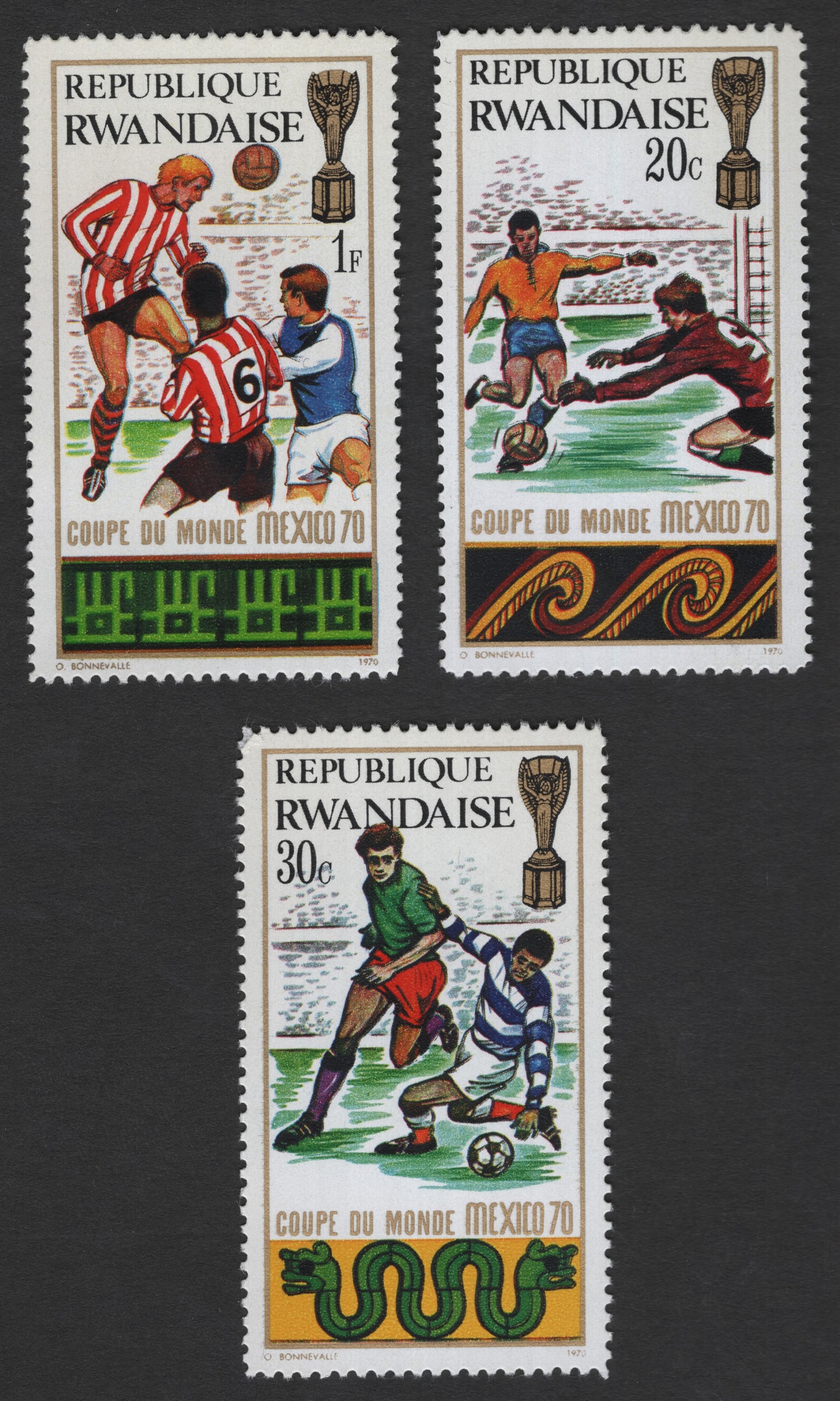 SCG11987 - Rwanda 1970 FIFA World Cup Mexico Football Stamps Set