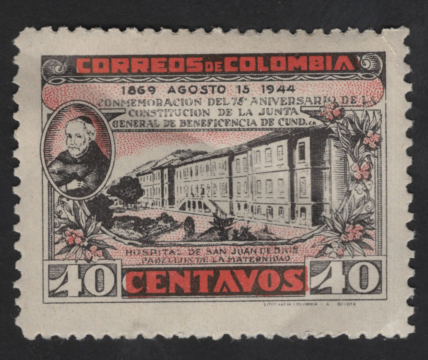 SCG13763 - Colombia 1944 – 40 Centavos San Juan de Dios Hospital Commemorative