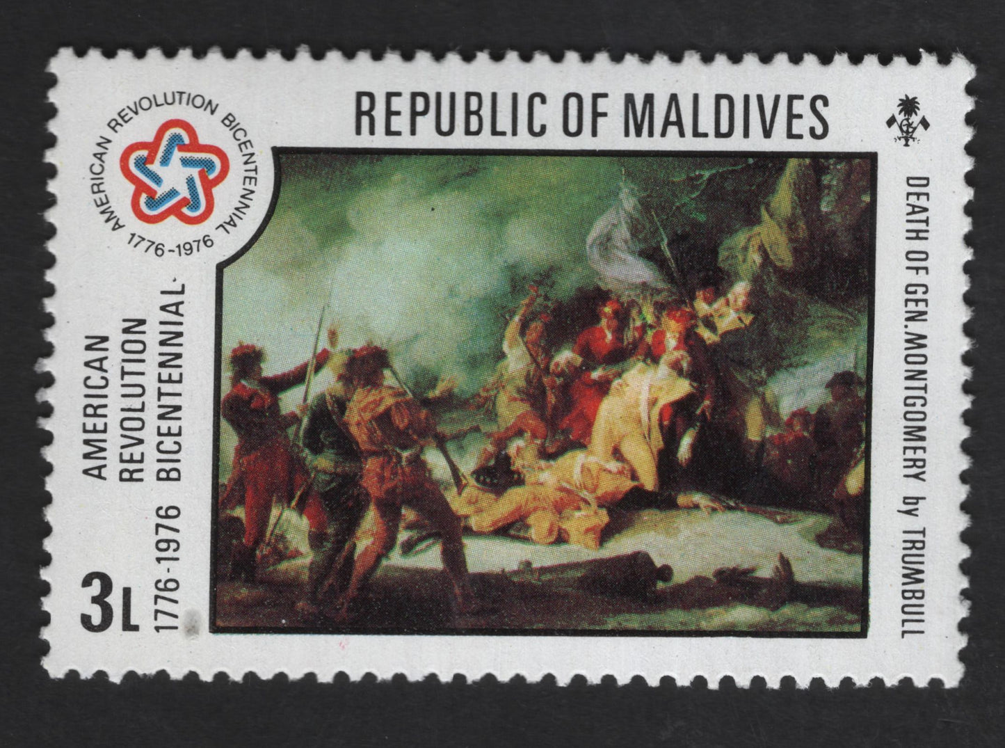 SCG13771 - Maldives 1976 – American Revolution Bicentennial “Death of General Montgomery” 3L Stamp