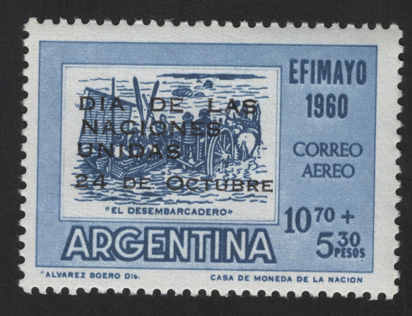 SCG13772 - Argentina 1960 Airmail Semi-Postal – United Nations Day (El Desembarcadero Scene)