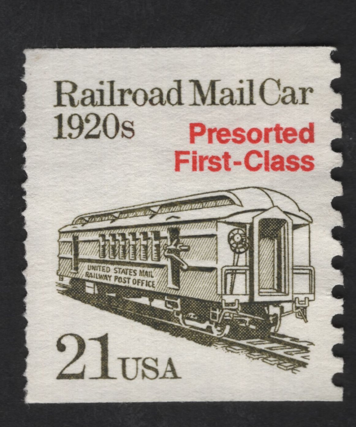 SCG13786 - United States 21¢ Railroad Mail Car 1920s – Presorted First-Class Stamp