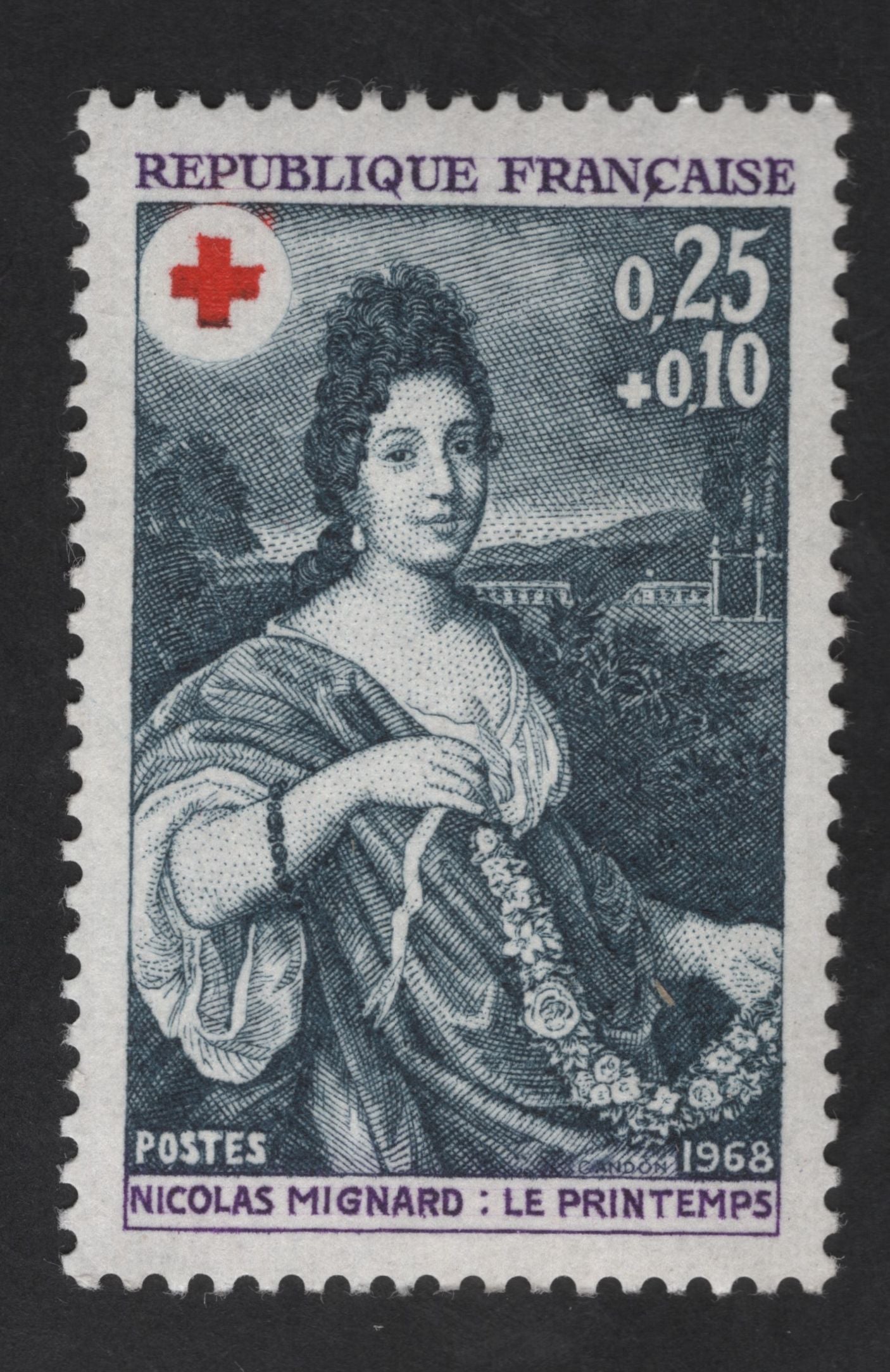 SCG13790 - France 1968 – Red Cross Semi-Postal Stamp (Nicolas Mignard “Le Printemps”)