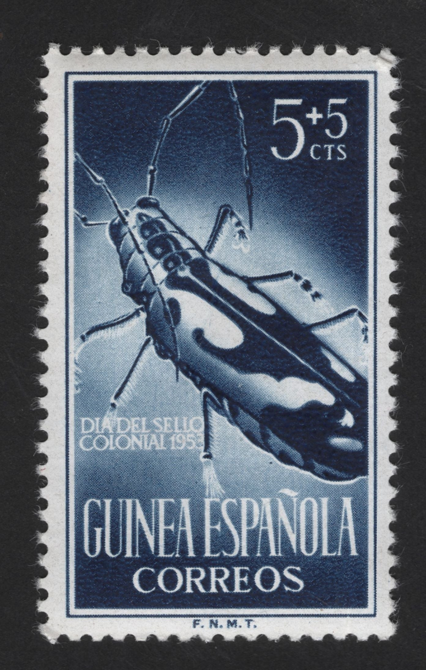 SCG13794 - Spanish Guinea 1953 Grasshopper Semi-Postal Stamp (5+5 Céntimos)