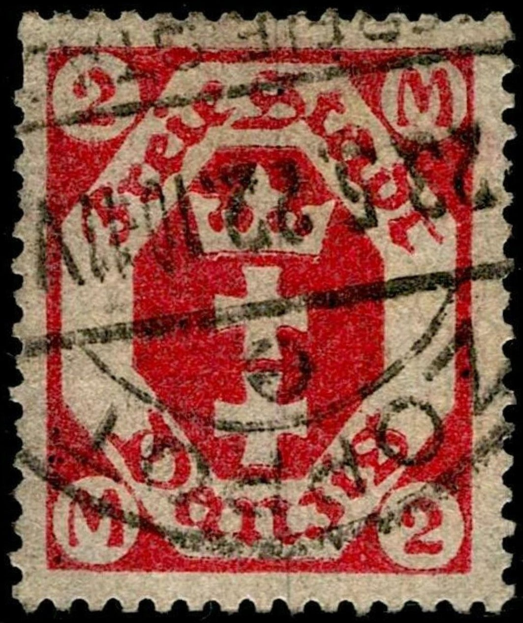 SCG1580 - Danzig 1920 2 Pfennig Red – Coat of Arms (Used)