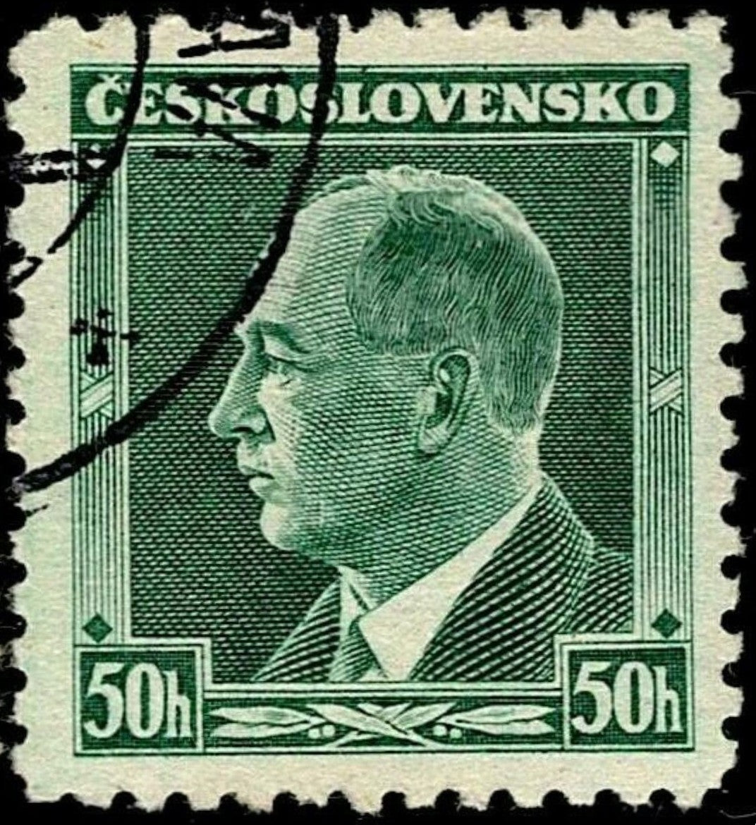 SCG1584 - Czechoslovakia 1930s – 50h Green Masaryk Definitive (Used)