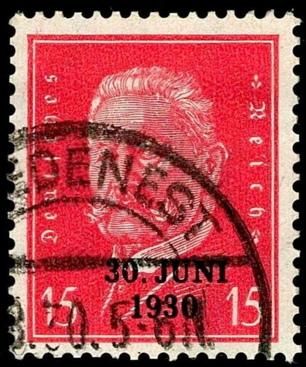 SCG1590 - Germany 1933 Hindenburg 15 Pf Red – 30. Juni 1930 Dated Cancel (Used)