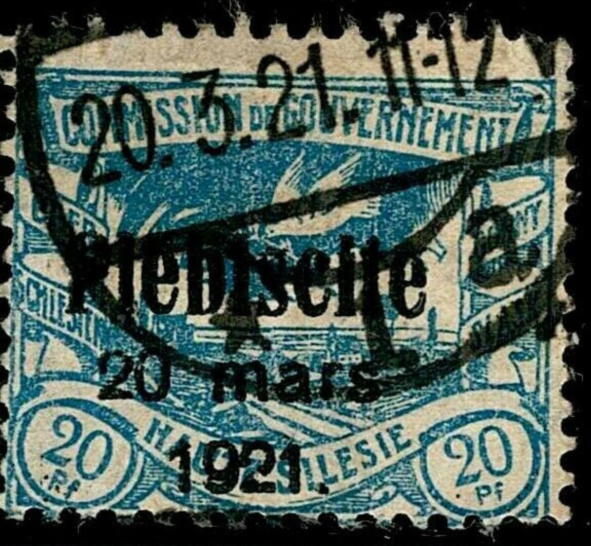 SCG1600 - 1921 Upper Silesia – 20 Pf Peace Dove with "Plebiscite 20 Mars" Overprint (Used)