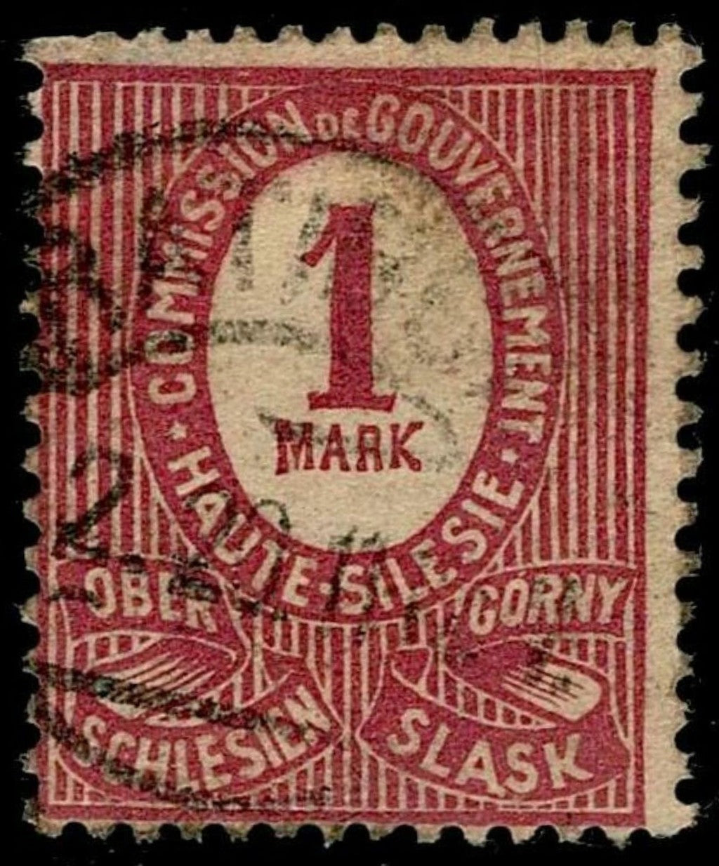 SCG1605 - 1920 Upper Silesia – 1 Mark Red Commission Issue (Used)