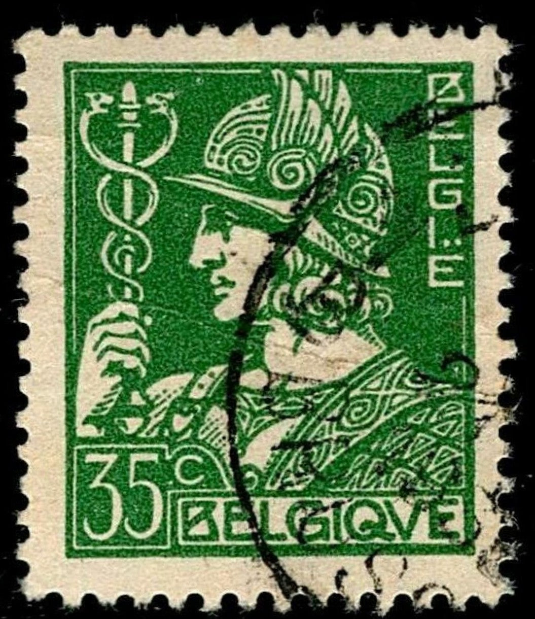 SCG1576 - Belgium 1929 Mercury 35c Green – Winged Helmet & Caduceus (Used)