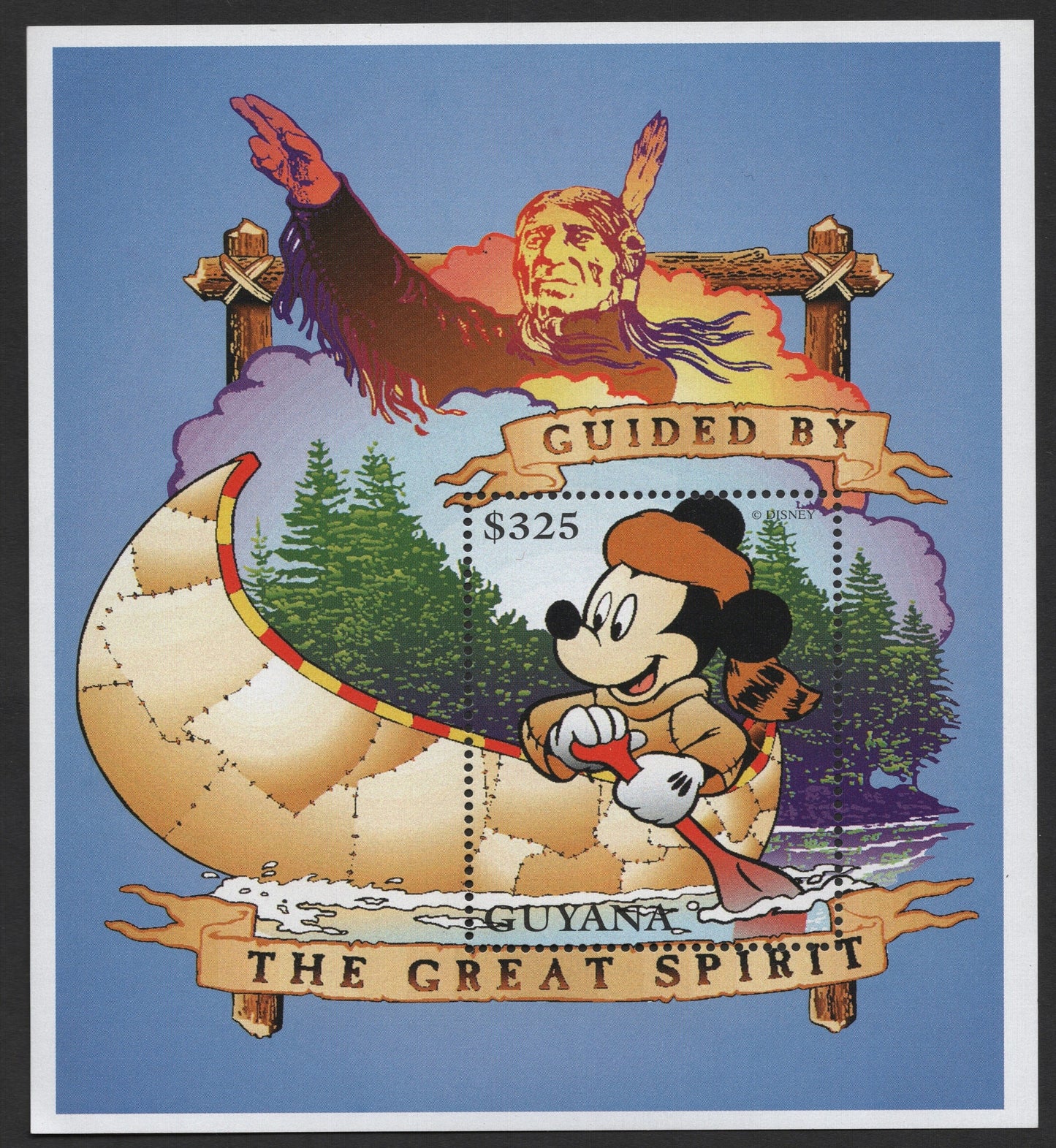 SCG553 - Mickey Mouse & The Great Spirit — Guyana Souvenir / Miniature Sheet