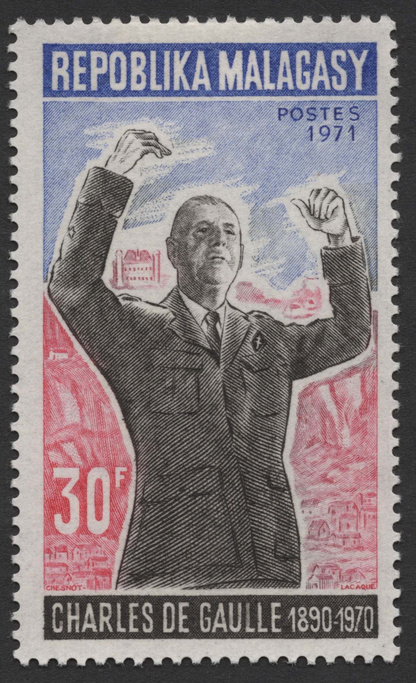SCG1750 - Madagascar 1971 – Charles de Gaulle Memorial Issue