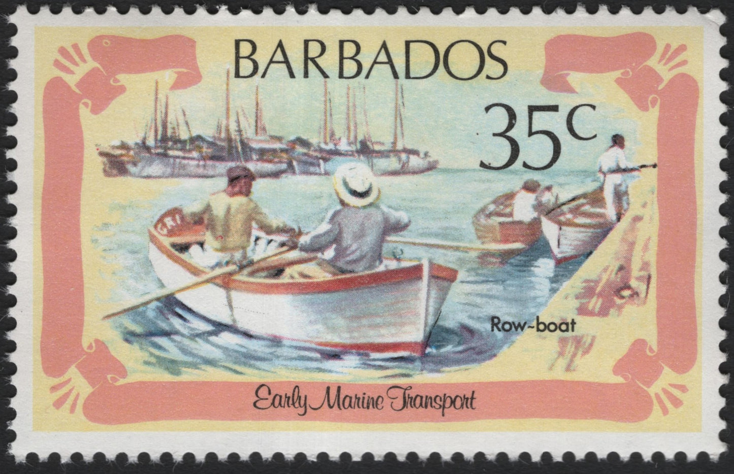SCG9859 - Barbados 1985 – Early Marine Transport “Row-boat” (35c)