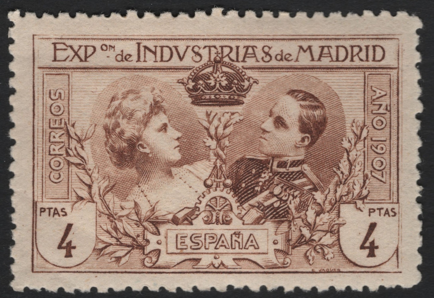 SCG9863 - 🇪🇸 Spain 1907 – “Exposición de Industrias de Madrid” – 4 Pesetas