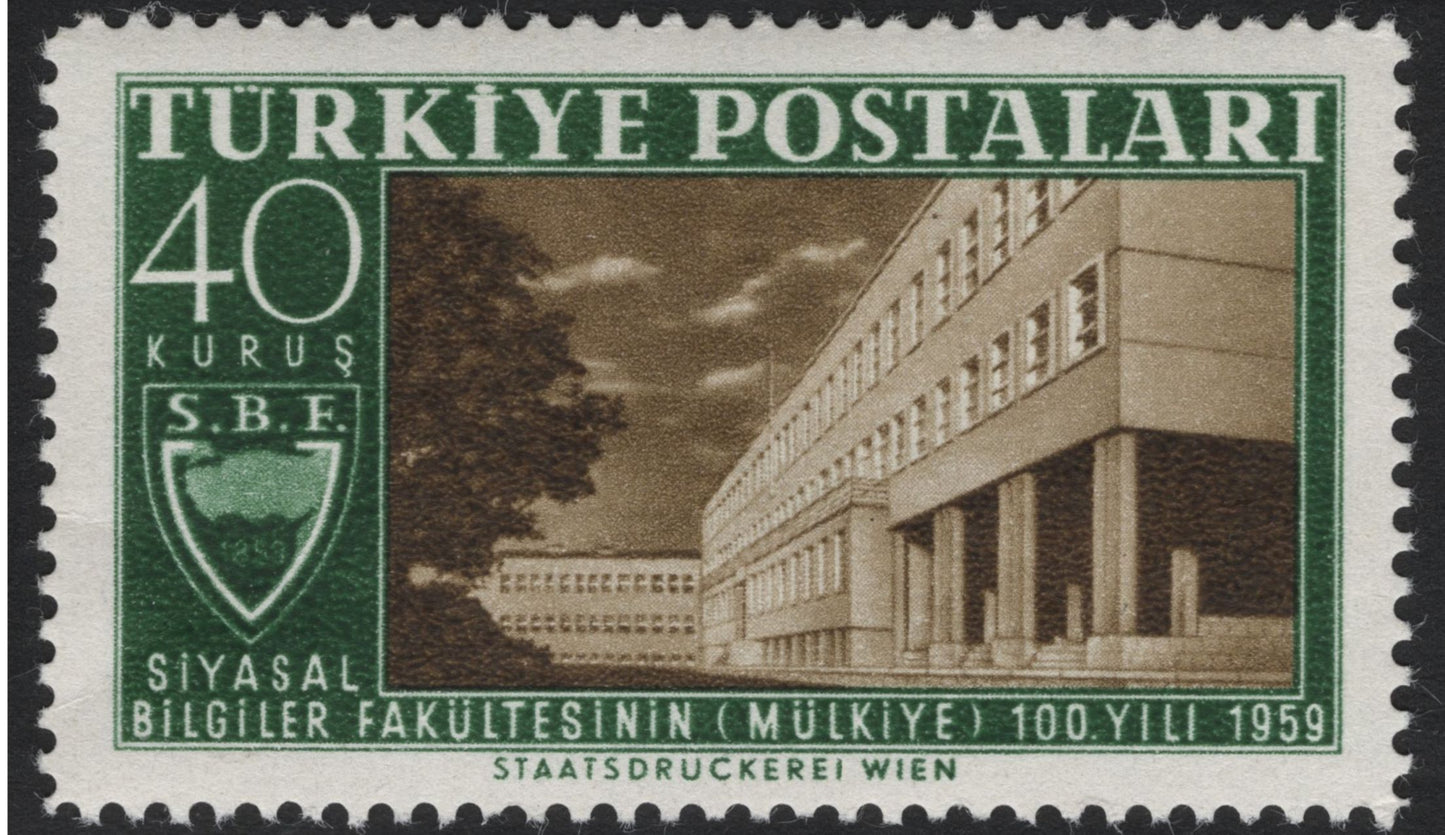 SCG8122 - Turkey 1959 – 100th Anniversary of the Faculty of Political Sciences, Ankara