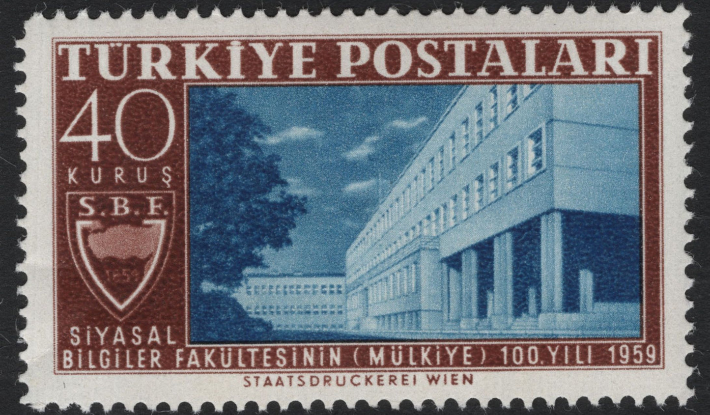 SCG8122 - Turkey 1959 – 100th Anniversary of the Faculty of Political Sciences, Ankara