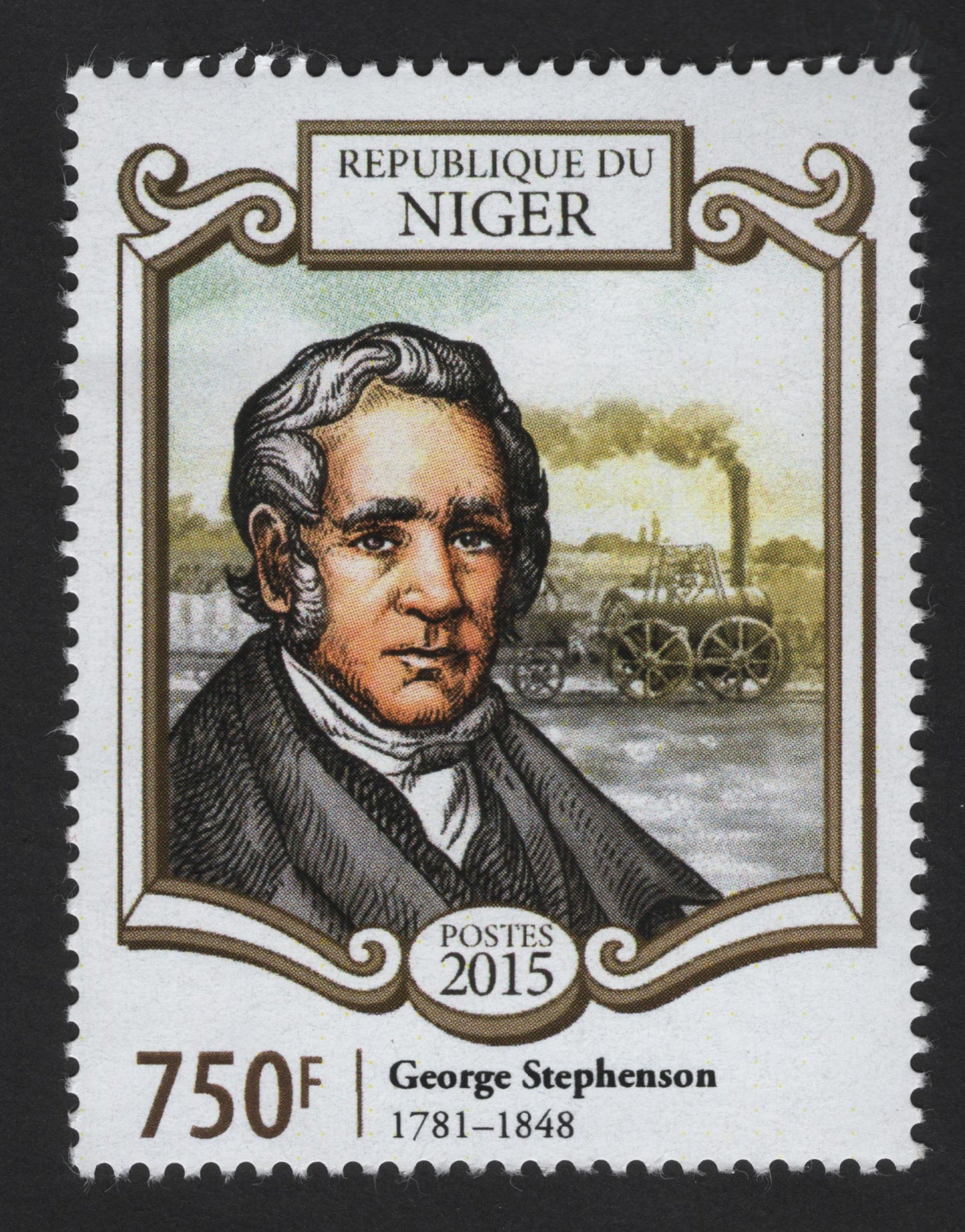 SCG13277 - Niger 2015 – George Stephenson “Father of Railways” Stamp (750F)