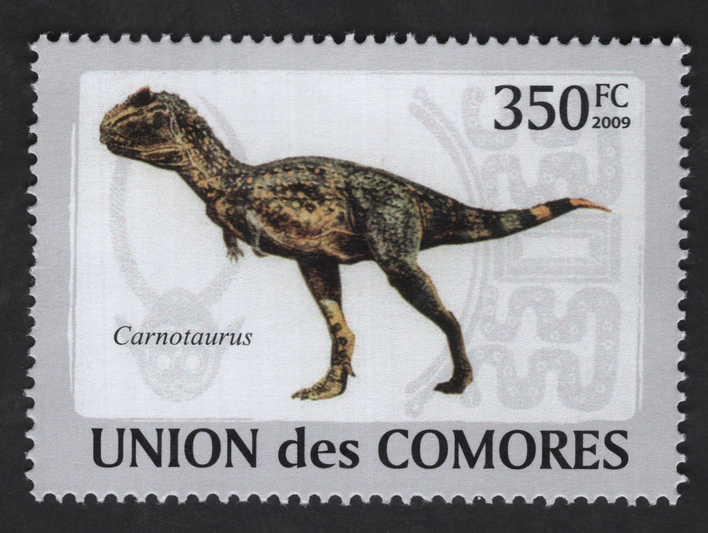 SCG13281 - Carnotaurus Dinosaur Stamp – Comoros 350 FC (2009)