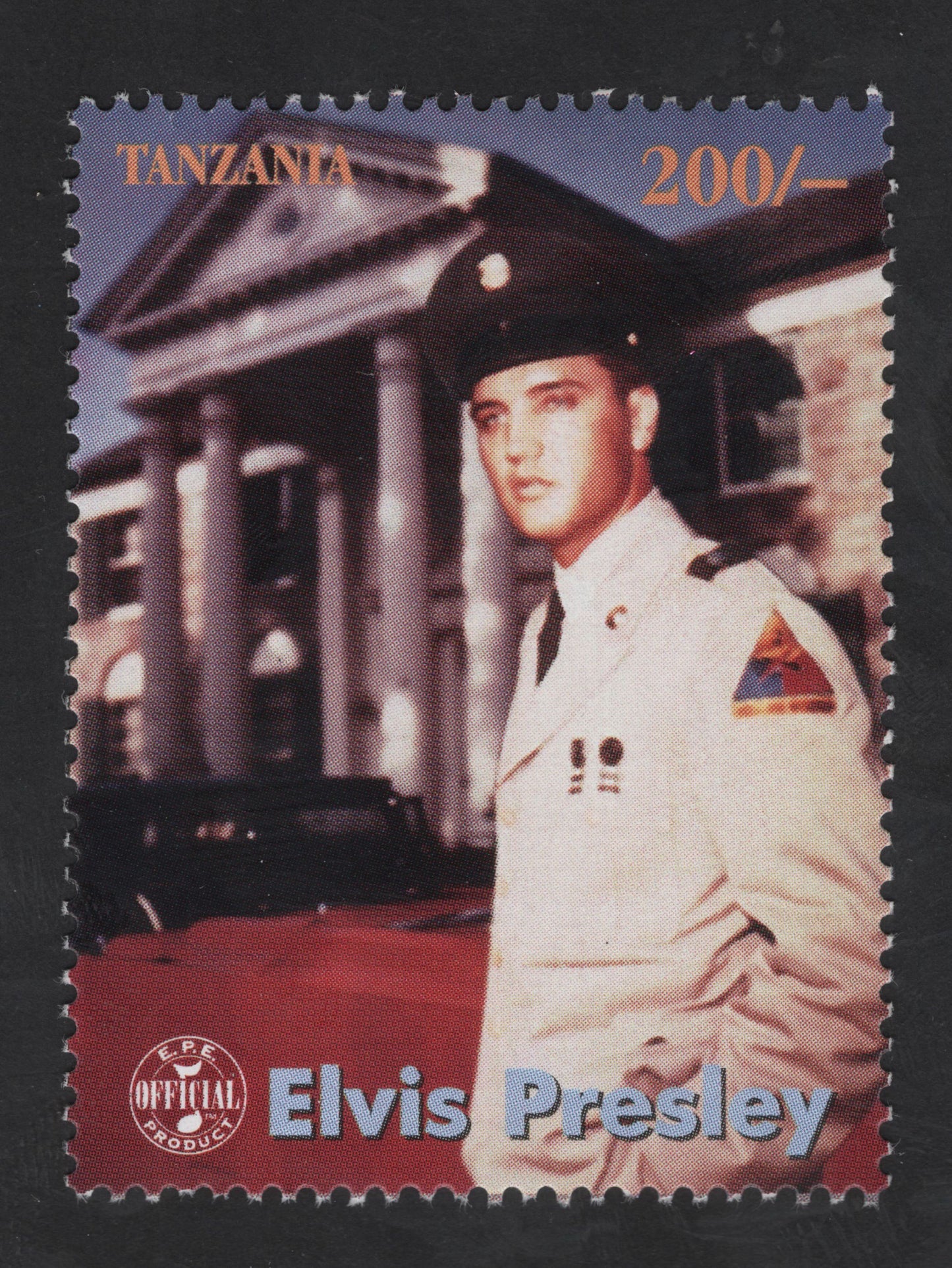 SCG13321 - Elvis Presley in U.S. Army Uniform – Tanzania 200 Shillings Commemorative Stamp