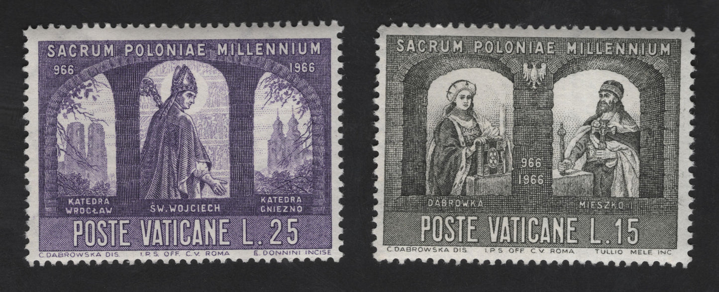 SCG13478 - Vatican City 1966 Sacrum Poloniae Millennium – St. Wojciech, Mieszko I & Dąbrówka Stamp Set