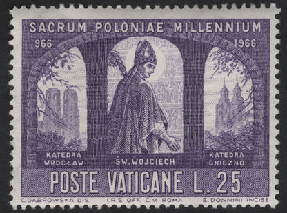SCG13478 - Vatican City 1966 Sacrum Poloniae Millennium – St. Wojciech, Mieszko I & Dąbrówka Stamp Set