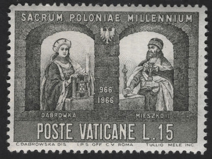 SCG13478 - Vatican City 1966 Sacrum Poloniae Millennium – St. Wojciech, Mieszko I & Dąbrówka Stamp Set