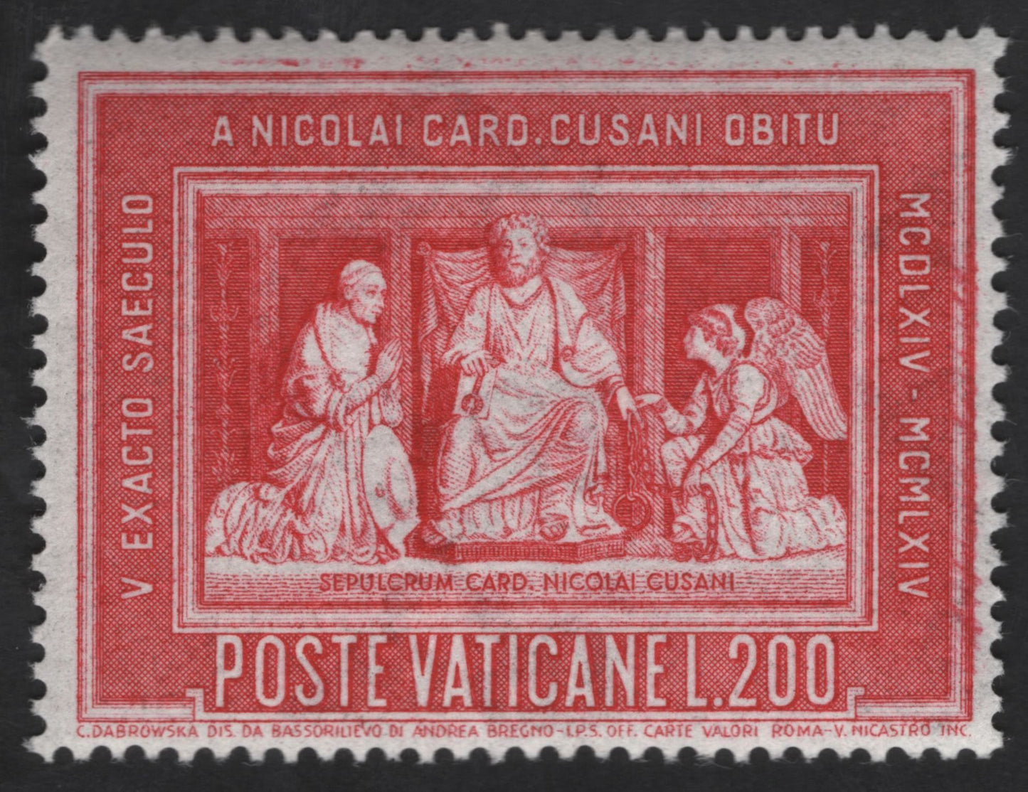 SCG13488 - Vatican City 1964 Cardinal Nicholas of Cusa Memorial Stamp Pair
