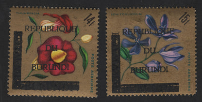 SCG13497 - Burundi 14f & 15f Botanical Airmail Stamps – African Wildflowers (Thunbergia & Schizoglossum)