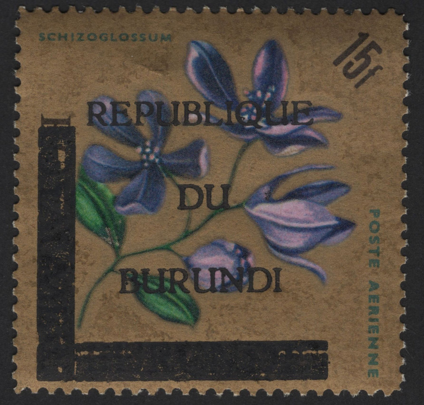 SCG13497 - Burundi 14f & 15f Botanical Airmail Stamps – African Wildflowers (Thunbergia & Schizoglossum)