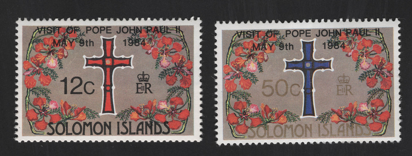 SCG13551 - Solomon Islands 1984 – Visit of Pope John Paul II Commemorative Stamps (12c & 50c)