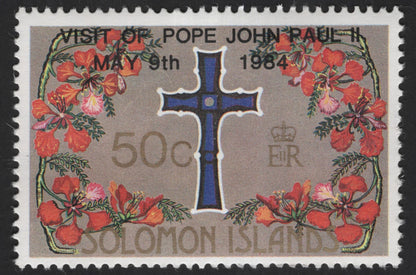 SCG13551 - Solomon Islands 1984 – Visit of Pope John Paul II Commemorative Stamps (12c & 50c)