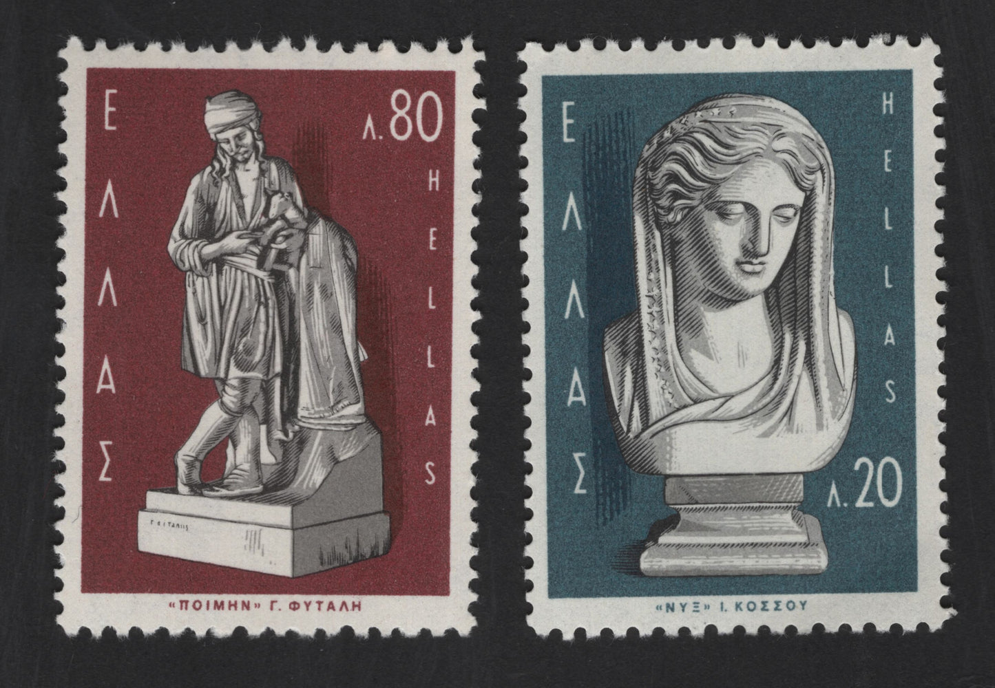 SCG13552 - Greece Classical Sculpture Series – “Poimen” & “Nyx” Art Stamps (Hellas)