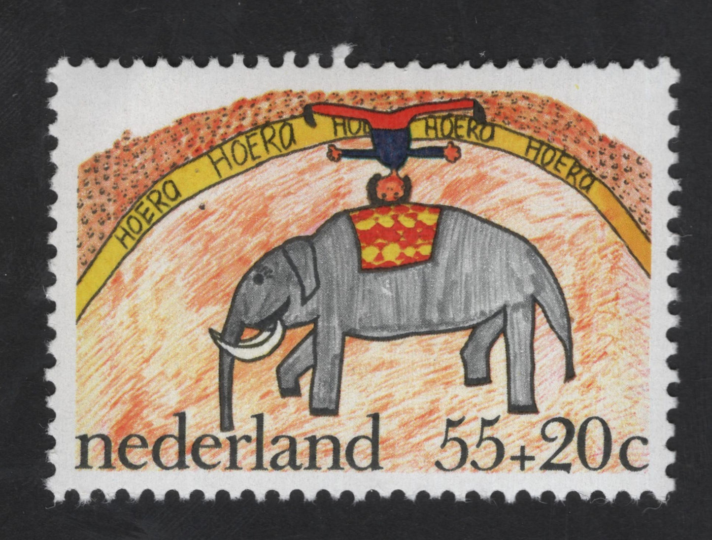 SCG13235 - Netherlands Kinderzegel “Hoera” Elephant – 55+20c Child Welfare Semi-Postal Stamp