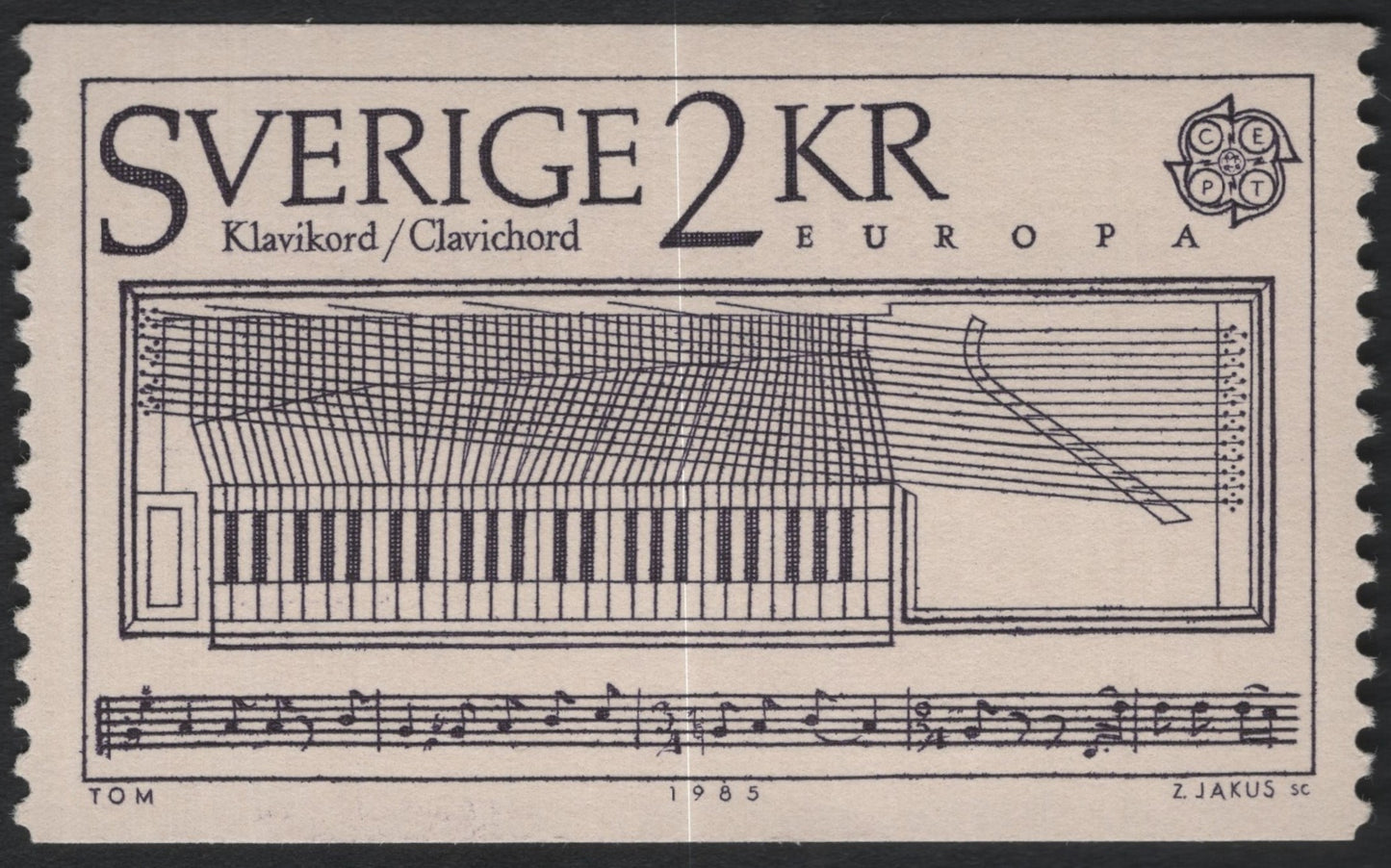 SCG11104 - Sweden 1985 – Europa CEPT “Clavichord (Klavikord)” 2 Kronor Commemorative Stamp