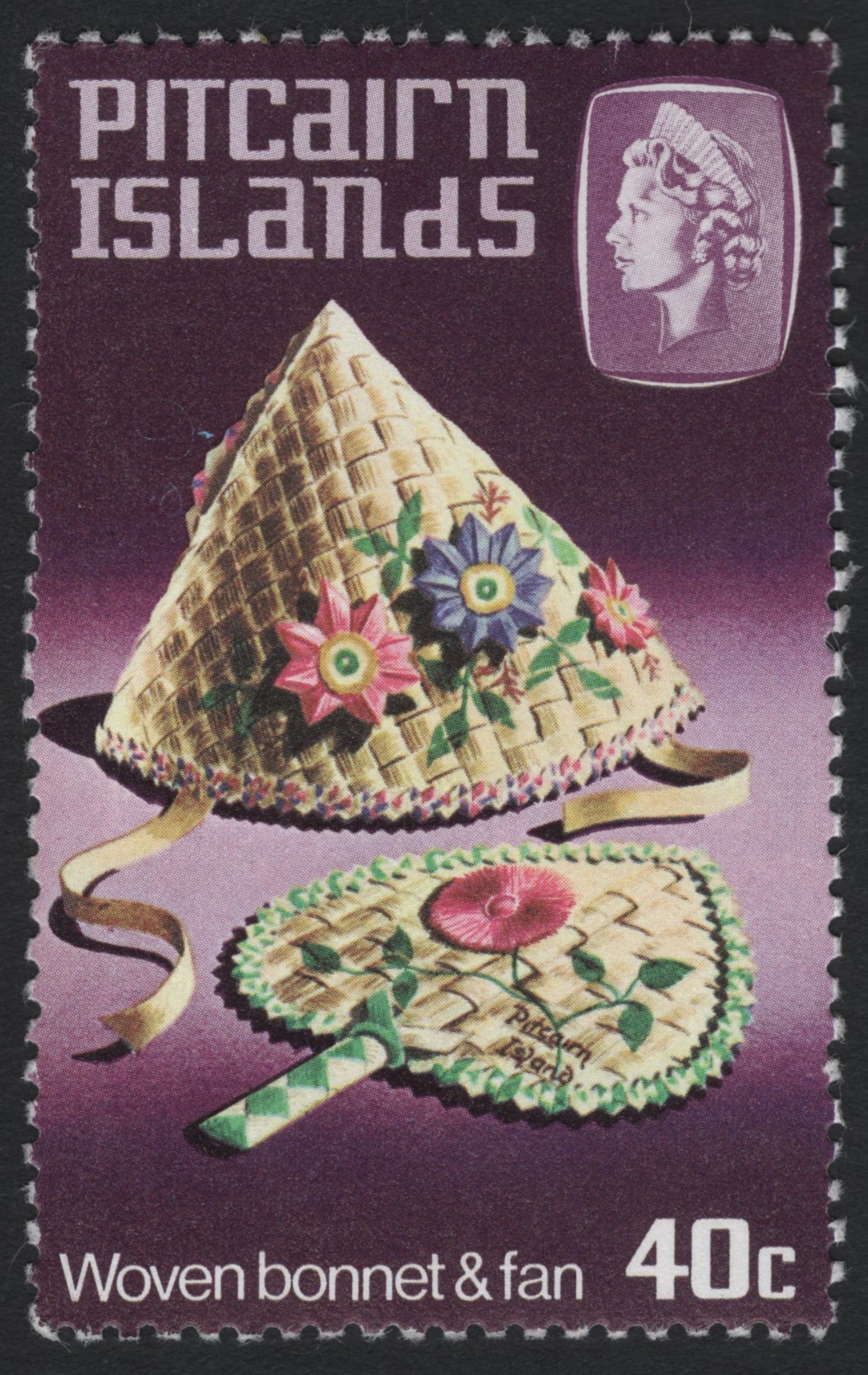 SCG11107 - Pitcairn Islands – Woven Bonnet & Fan (Traditional Handicrafts) – 40c