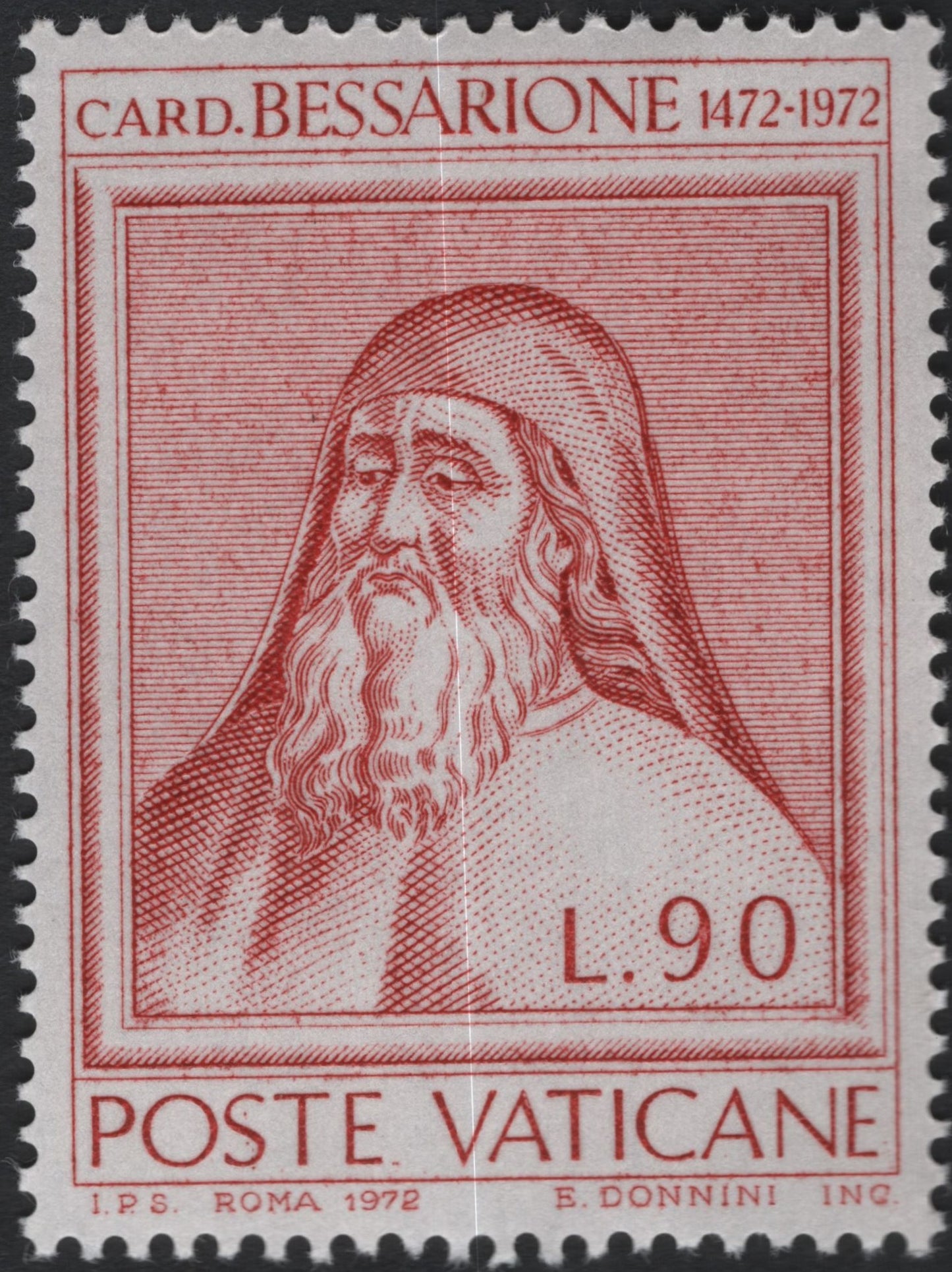 SCG11108 - Vatican City 1972 – Cardinal Bessarione (Bessarion) Renaissance Scholar – L.90