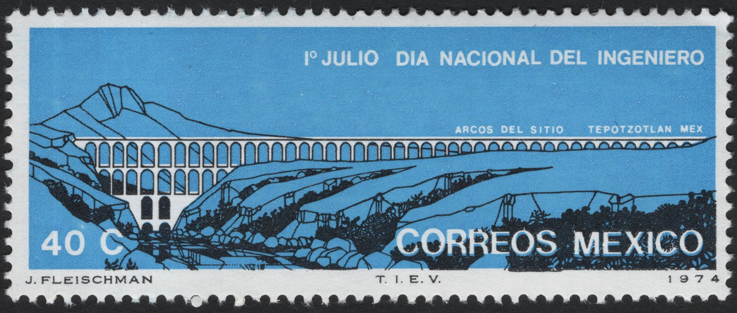 SCG11130 - Mexico 1974 – National Engineer Day, Arcos del Sitio Aqueduct (40c)
