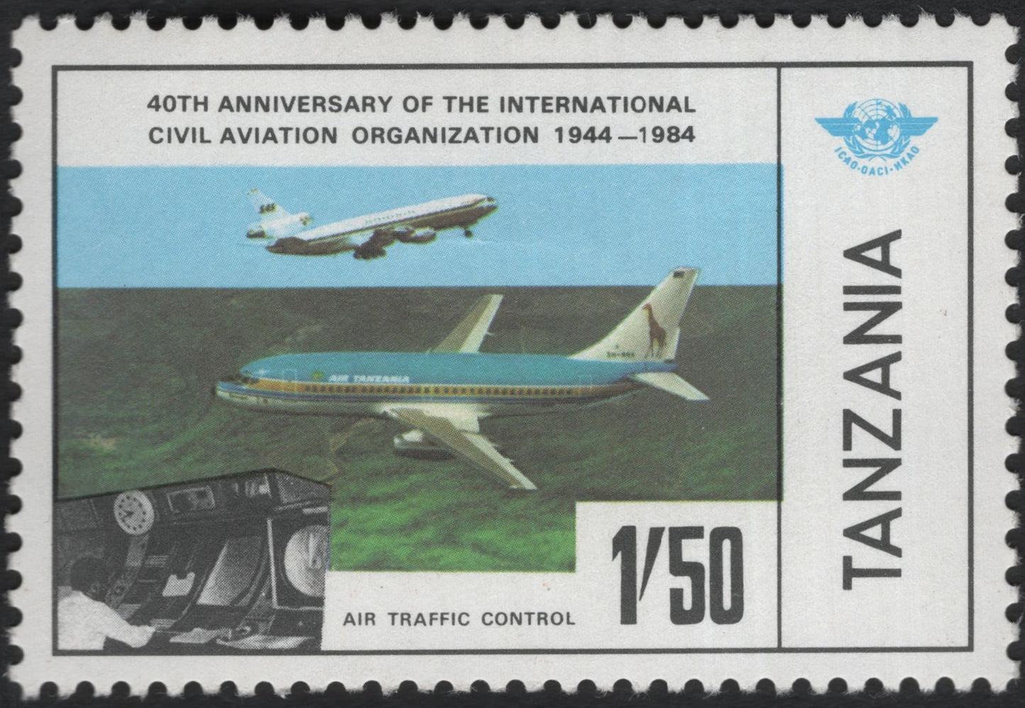 SCG11127 - Tanzania 1984 – ICAO 40th Anniversary “Air Traffic Control” Aviation Stamp (1/50)