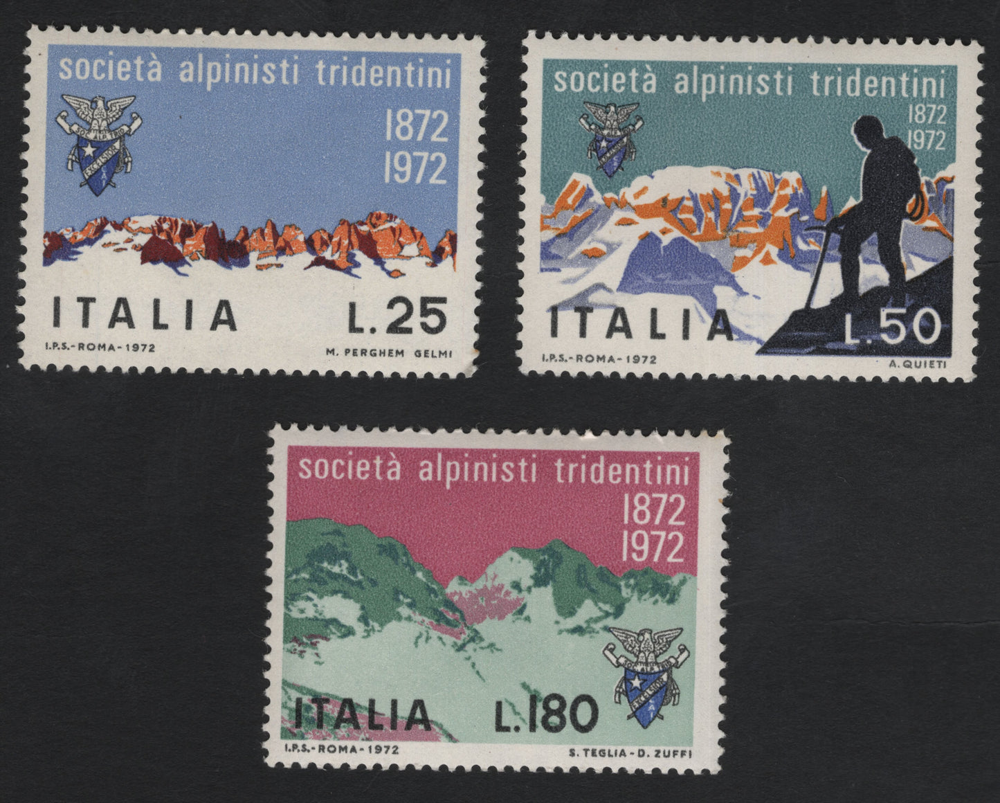 SCG10949 - Italy – 1972 Società Alpinisti Tridentini Centenary (Mountain & Alpinism) – Complete Set of 3