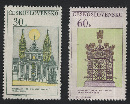 SCG10954 - Czechoslovakia 1968 – Prague Historic Monuments (30h & 60h) Pair