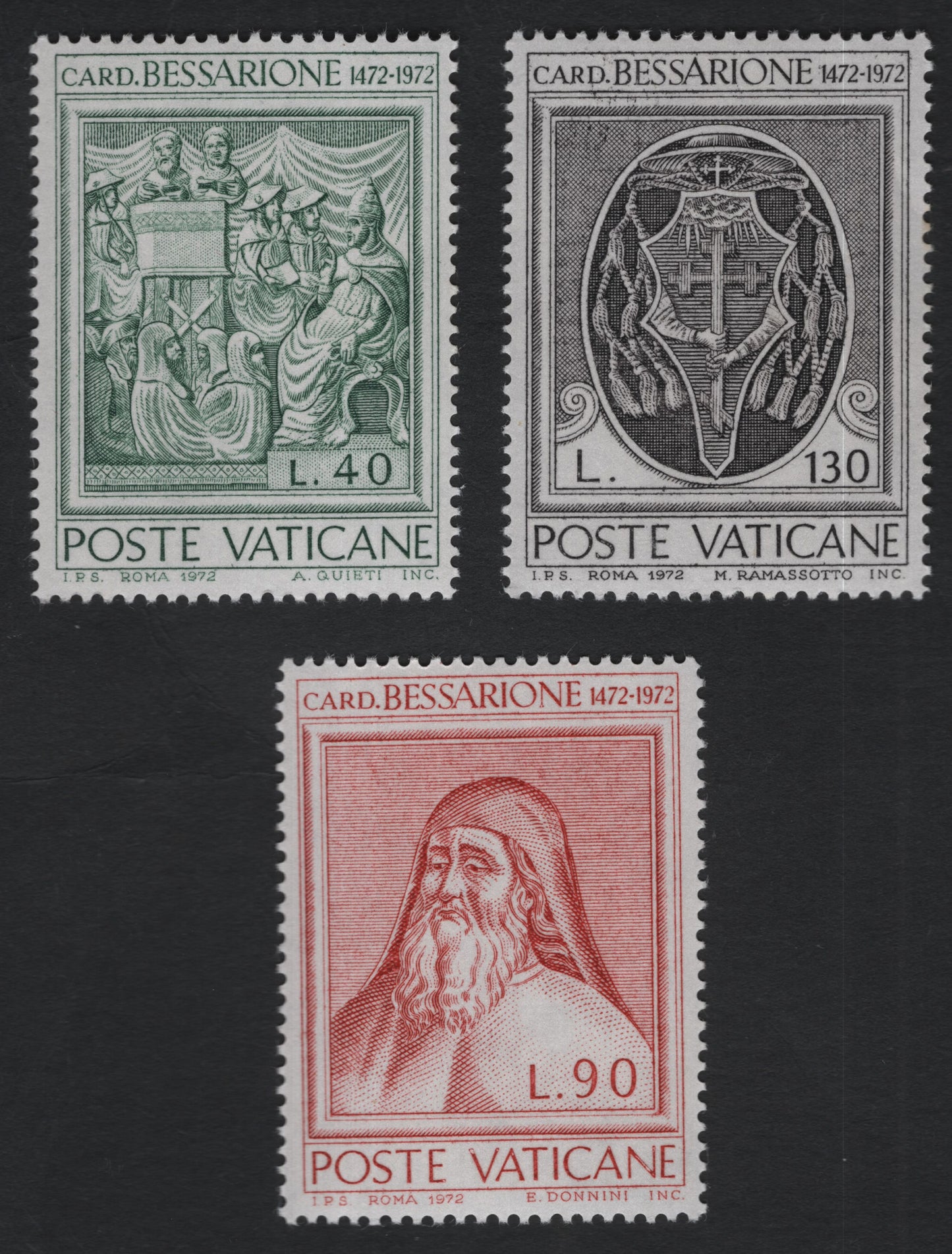 SCG10950 - Vatican City 1972 – Cardinal Bessarion Quincentenary Commemorative Stamp Set (3v)