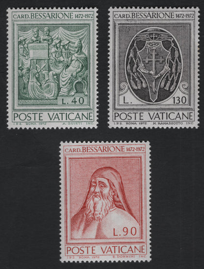 SCG10950 - Vatican City 1972 – Cardinal Bessarion Quincentenary Commemorative Stamp Set (3v)