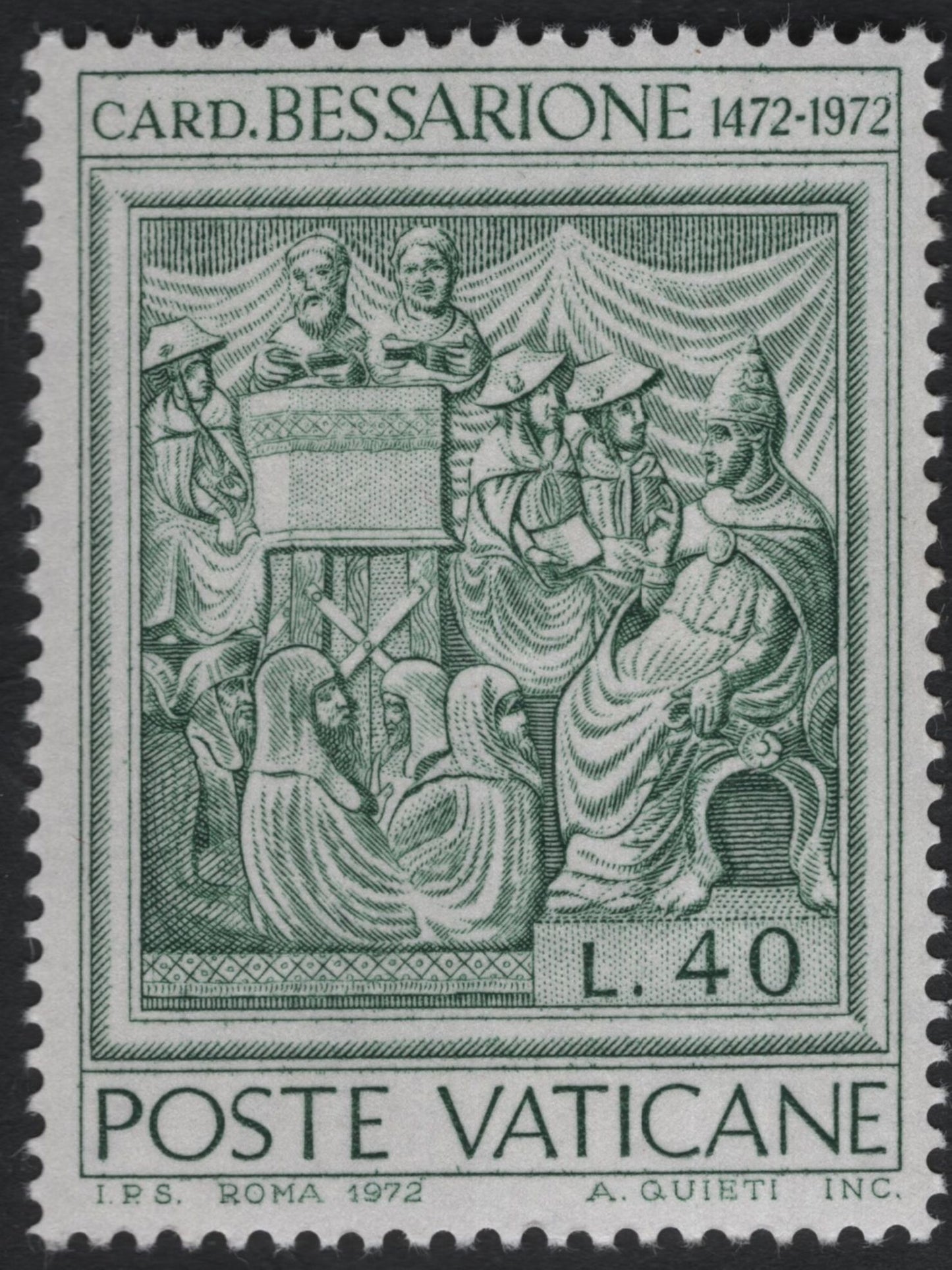 SCG10950 - Vatican City 1972 – Cardinal Bessarion Quincentenary Commemorative Stamp Set (3v)
