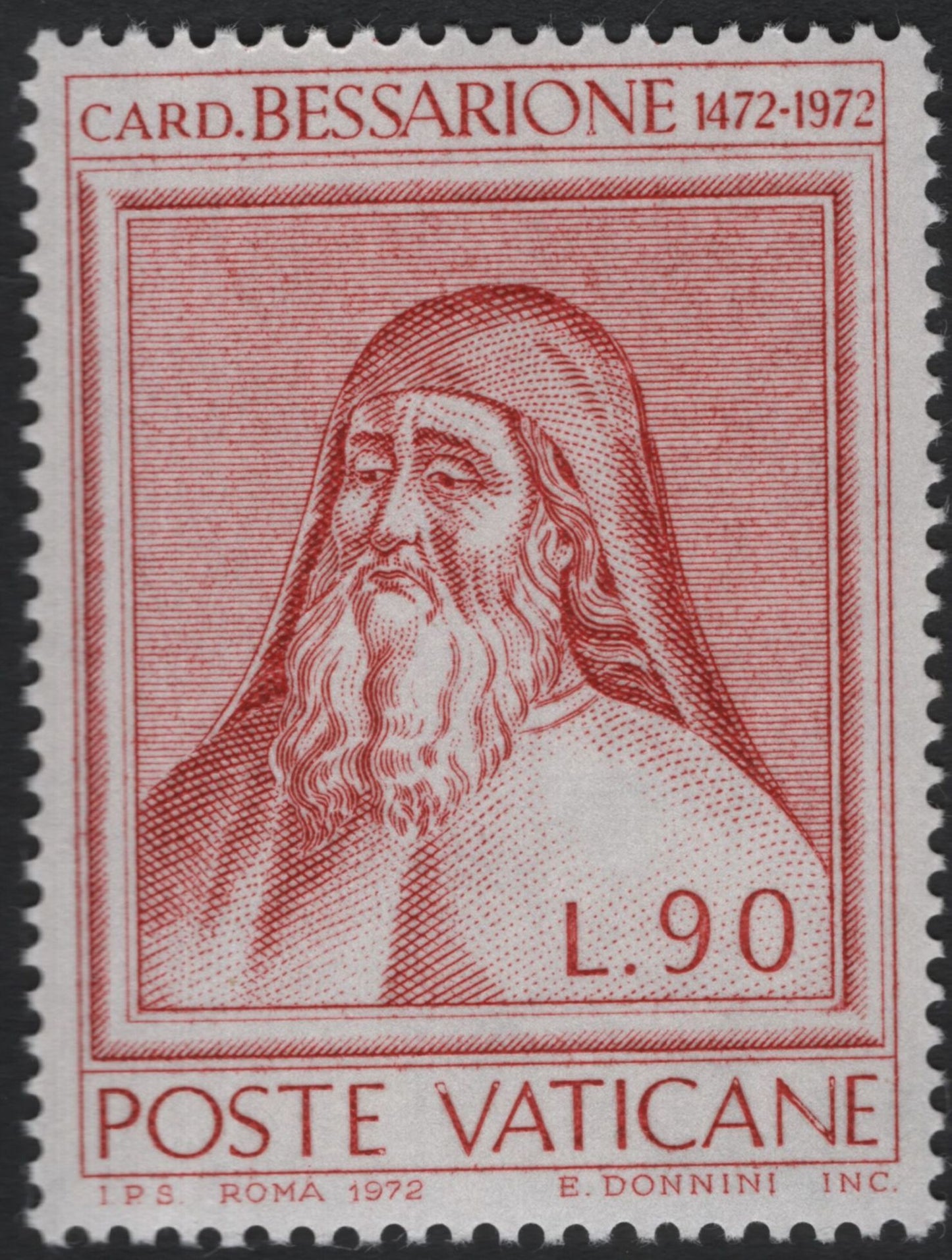 SCG10950 - Vatican City 1972 – Cardinal Bessarion Quincentenary Commemorative Stamp Set (3v)