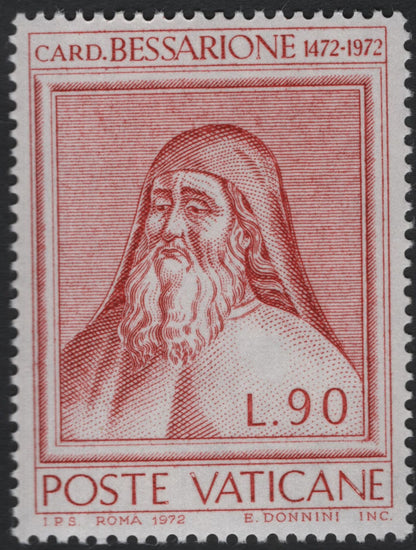 SCG10950 - Vatican City 1972 – Cardinal Bessarion Quincentenary Commemorative Stamp Set (3v)