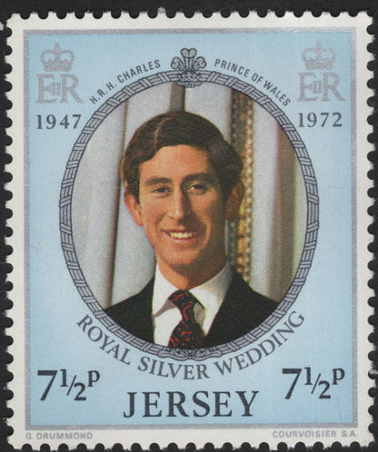 SCG10951 - Jersey 1972 Royal Silver Wedding – Princess Anne & Prince Charles Stamp Pair