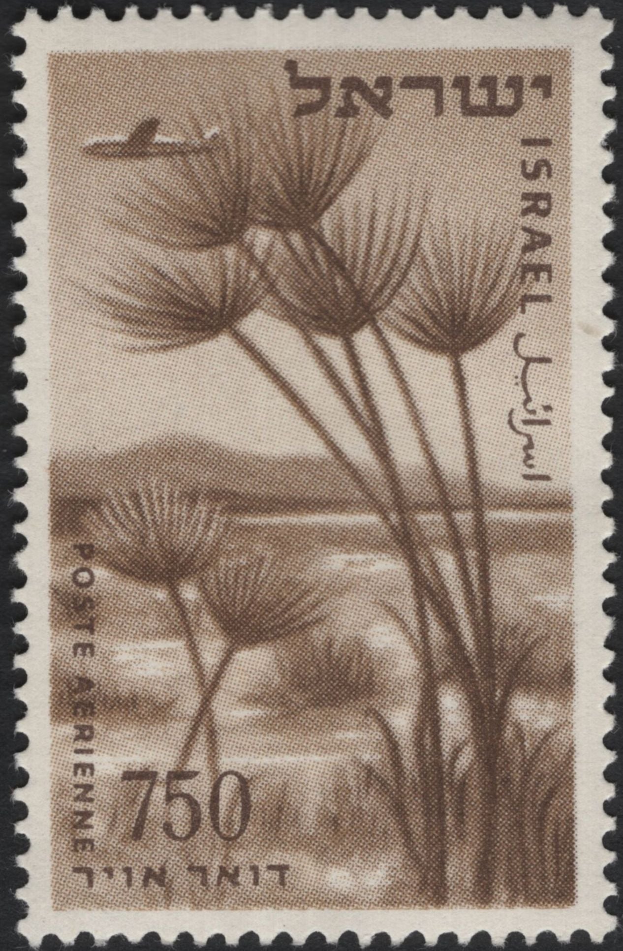 SCG10958 - Israel – 750 Mil Airmail Stamp (Papyrus Landscape)