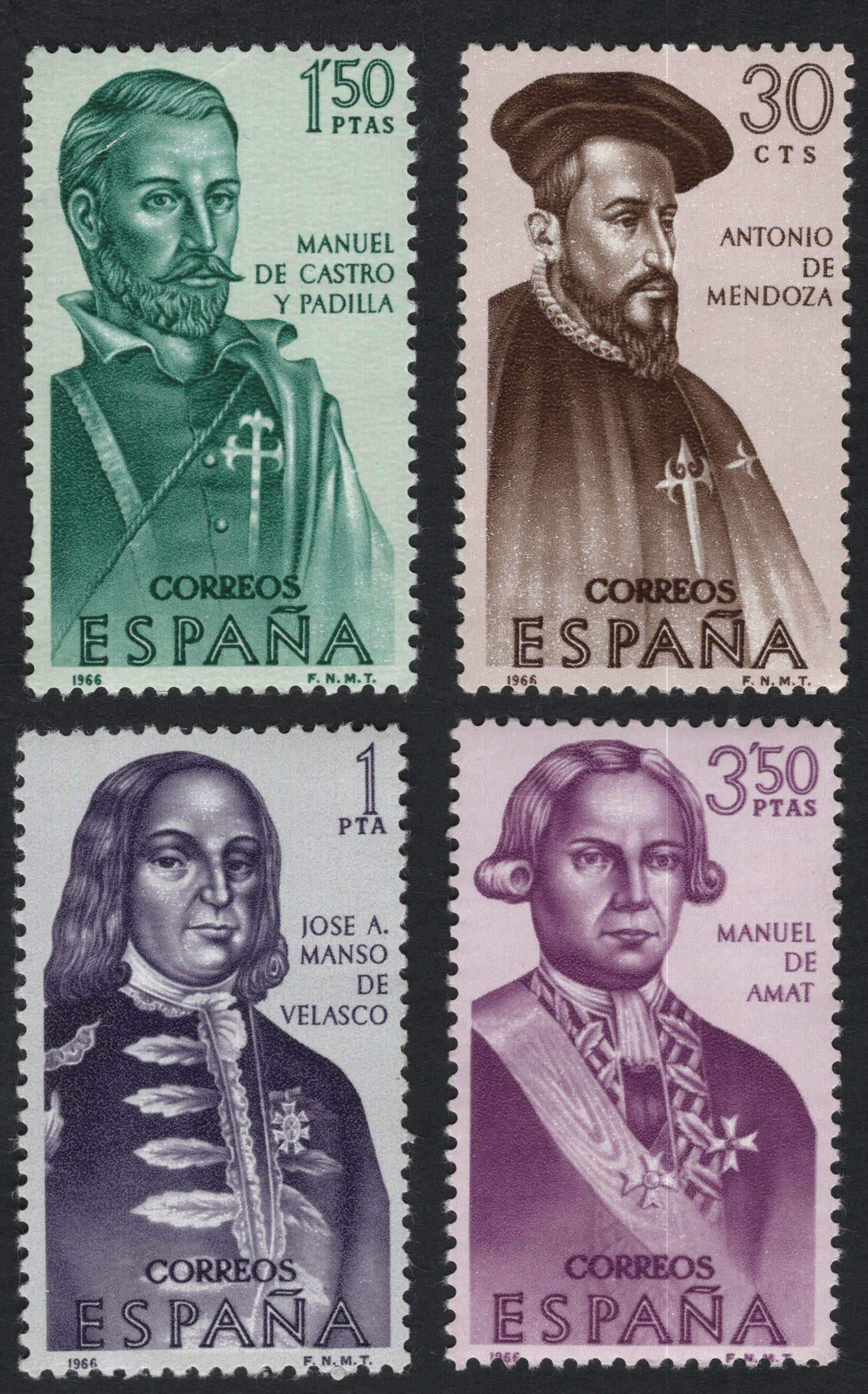 SCG10955 - Spain 1966 – Distinguished Spanish Statesmen & Military Figures (Complete Set of 4)