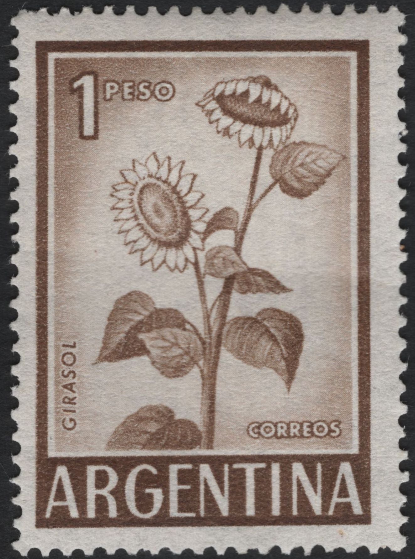 SCG10970 - Argentina 1 Peso Sunflower (Girasol) Definitive Stamp