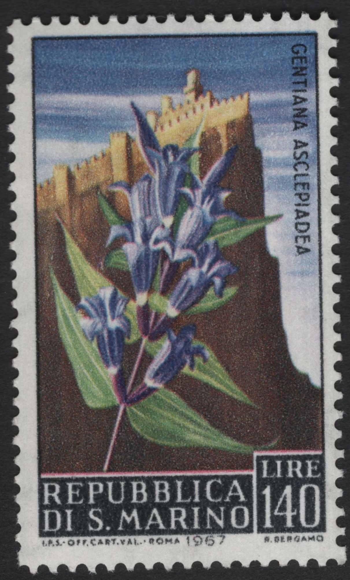 SCG10975 - San Marino – 1967 Native Flowers Definitive Set (3 Stamps)